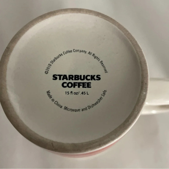 Starbucks Coffee Hot Chocolate Mugs Set of Two Red Turquoise 2010 15 fl. Oz. - Picture 6 of 10